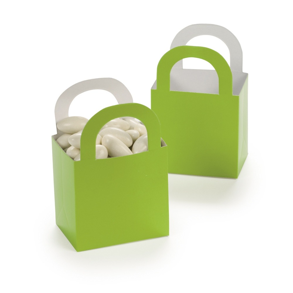 36 Lime Green Mini Favor Boxes with Handles Party Wedding Gift Bags